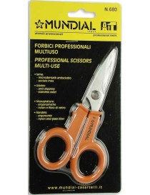Forbice professionale multiuso, lame acciaio inox con  microdentatura, impugnatura isolata.