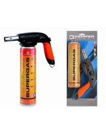 Kit saldatore pronto all'uso composto da lampada per saldare con preriscaldatore e cartuccia Supergas da 600 ml (330 g di gas). 