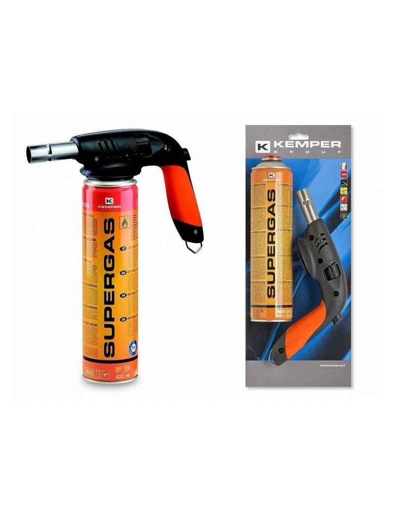 Kit saldatore pronto all'uso composto da lampada per saldare con preriscaldatore e cartuccia Supergas da 600 ml (330 g di gas). 