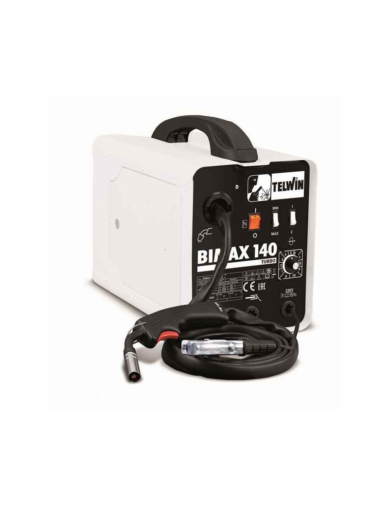 Saldatrice a filo continuo portatile, monofase, ventilata, per la saldatura flux (no gas) e Mig-Mag (gas). Protezione termostati