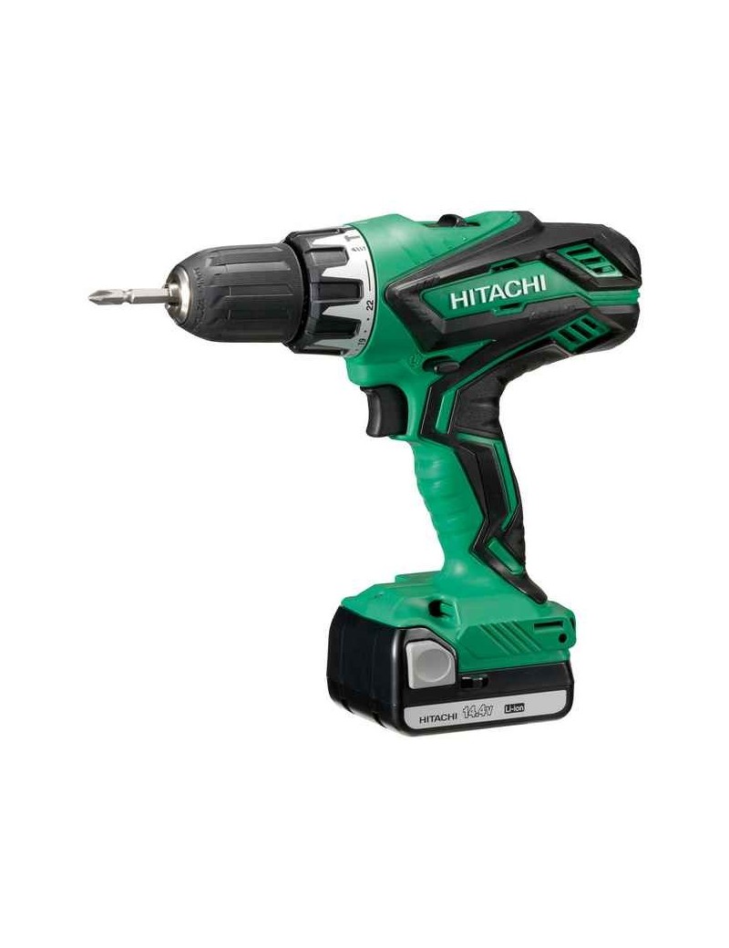 Trapano avvitatore reversibile a percussione con batteria al litio con attacco a slitta da 14.4V - 1,5Ah. Compatto e bilanciato 