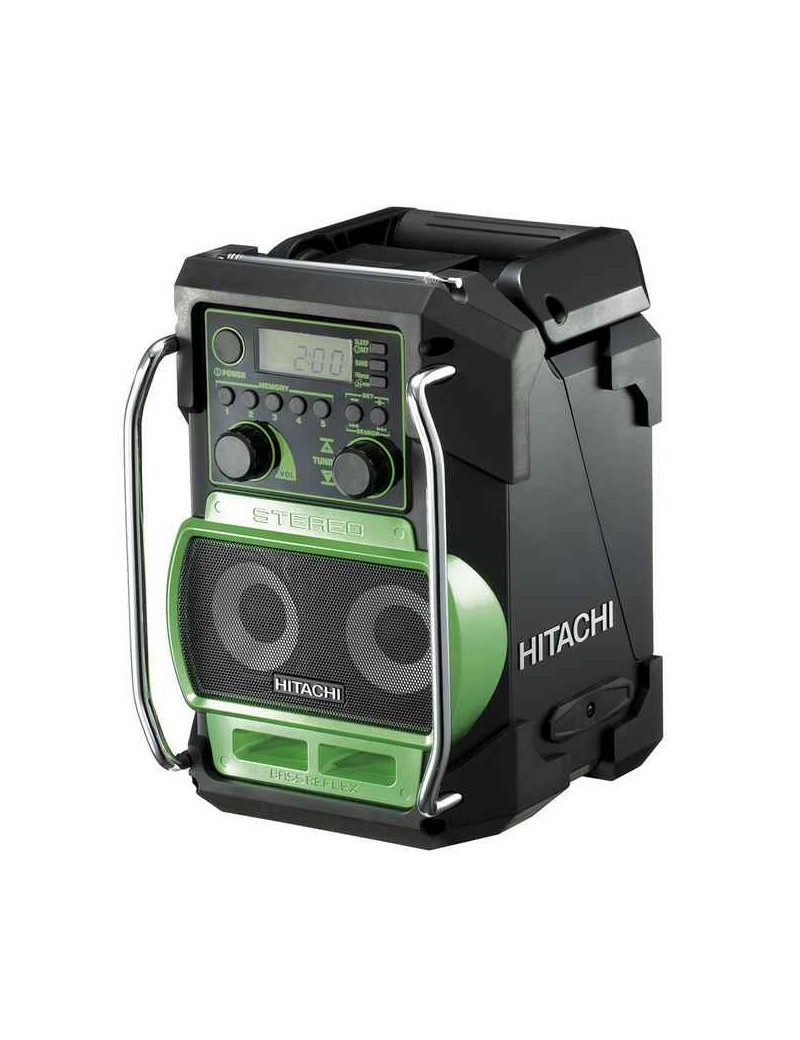 Radio da cantiere alimentata a batteria compatibile con tutte le batterie Hitachi da 9,6V a 18V sia del tipo slide che tradizion