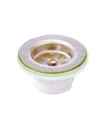 Piletta per lavello in ceramica 1" 1/2, griglia inox 18/8 d.80, tappo a maniglia d.52.