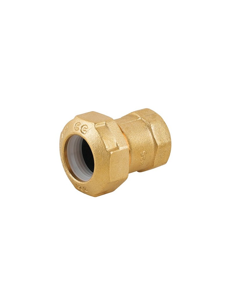 Raccordo in ottone Made in Italy per tubi in polietilene con anello in resina poliacetalica.