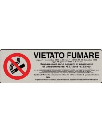 ETICHETTA ADESIVA "VIETATO FUMARE" C/NORMATIVA cm 15x5