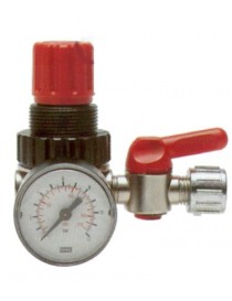 Riduttore di pressione con manometro d.40 e rubinetto di linea. Pressione massima 12 BAR.