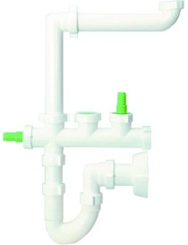 Sifone a una via "Space" 1"1/2 con canotto Ø 40 mm.