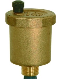 Valvola automatica 3/8" di sfogo aria a galleggiante, corpo in ottone, pressione massima 10 a.t.m., temperatura + 110° C.