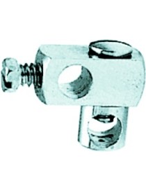 Snodino doppio in ottone cromato per aste comando scarichi automatici.