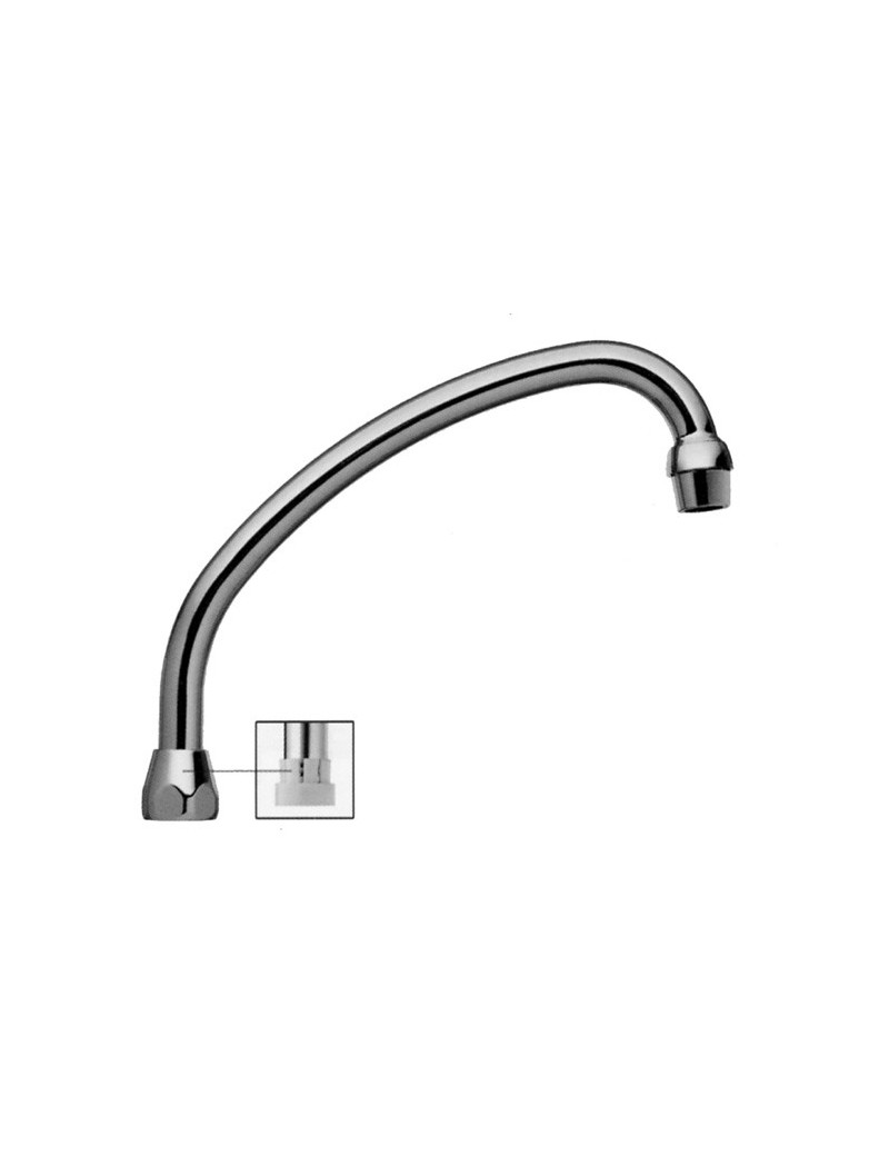 Canna lavello universale a "JOTA" in ottone cromato, altezza cm 20, diametro mm 18, ghiera filetto 3/4" F, con areatore cromato.