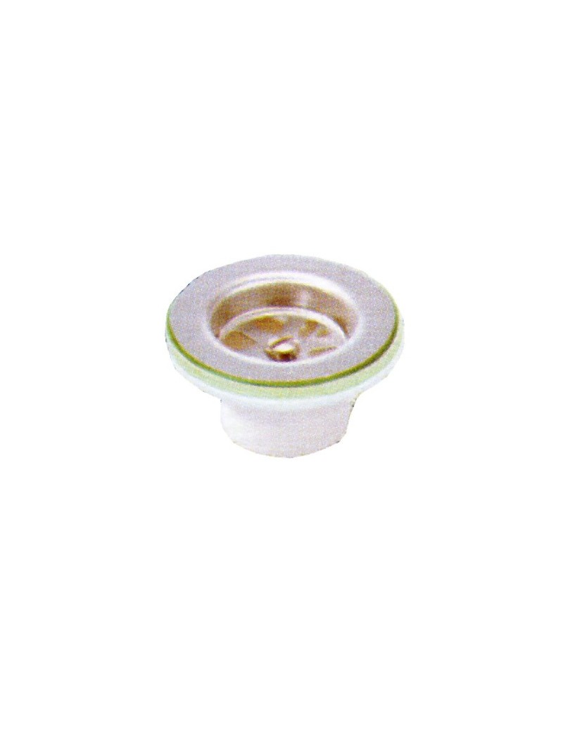 Piletta per lavello in ceramica 1" 1/2, griglia inox 18/8 d.80, tappo a maniglia d.52.