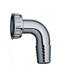 Pipa scarico cromata con portagomma Ø 17 mm, ghiera girevole cromata fil. 1" F.