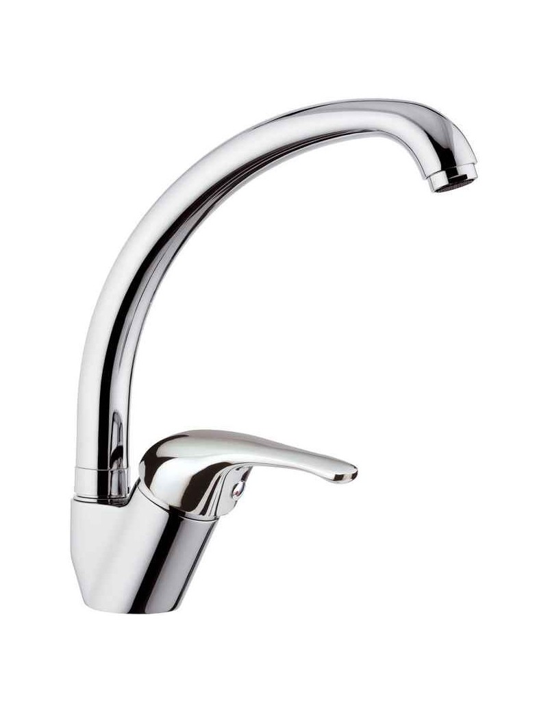 Miscelatore monocomando per lavello con bocca girevole alta, dotato di cartuccia a dischi ceramici  d. mm 40.