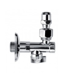 Rubinetto sottolavabo in ottone cromato con snodo, manopola cromata, filtro. Apertura e chiusura rapida con 1/4 di giro. Attacco