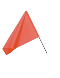 Bandiera segnaletica rossa double face cm. 50x35, manico in plastica.