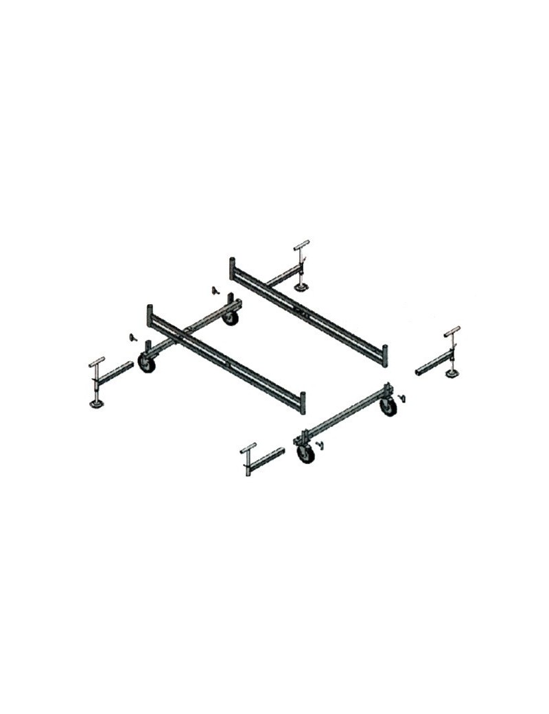 Dimensioni ingombro 2,20 x 1,37 (ruote), 1,87 (con piedini regolaibili estraibili, di serie)
