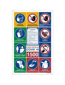 CARTELLO CANTIERE 11 SIMBOLI COVID-19 cm 88x138