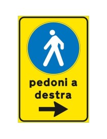SEGNALE METALLICO CANTIERE "PEDONI A DESTRA" cm 40x60