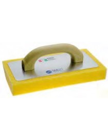 Frattazzo per pulizia piastrelle; base in alluminio manico in resina espansa. Spugna Poliflex giallo.