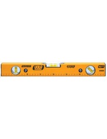 Livella in profilato d'alluminio, con due fiale antiurto, verniciato di colore giallo (RAL 1021). (Le misure che vanno dai 30 ai