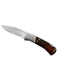 COLTELLO DA TASCA MANICO ACCIAIO/PAKKAWOOD LAMA INOX cm 24